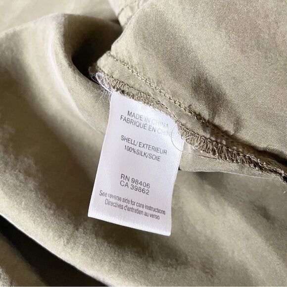 Theory Silk sleeveless Shift Dress Wandu 12 army green pockets - Picture 6 of 11